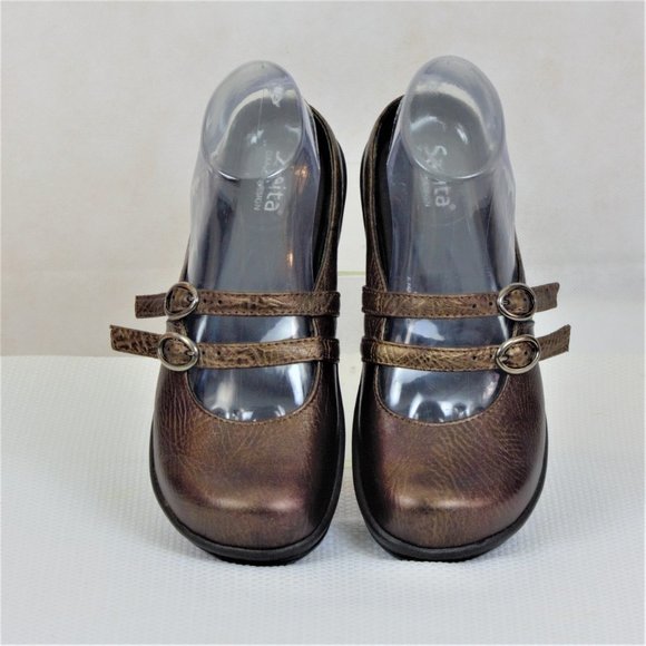 Sanita Danish Design Metallic Bronze Leather Mary Jane Women Clog Shoes - Picture 11 of 16